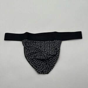 Todd Sanfield Thong Men's Small Gray Black Greek Key Supima Underwear NEW